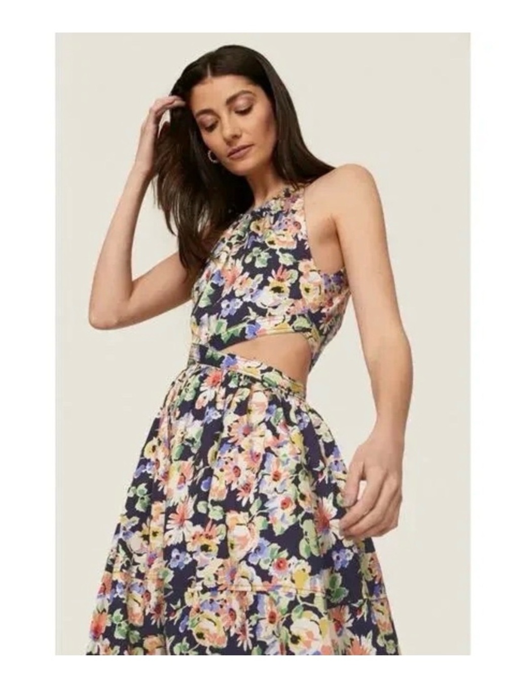 Something Navy Floral A-Line Skirt in Navy Multicolor